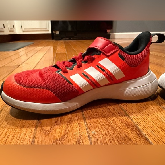 adidas Kids Red, White and Orange Striped Sneakers -Velcro - Picture 7 of 9